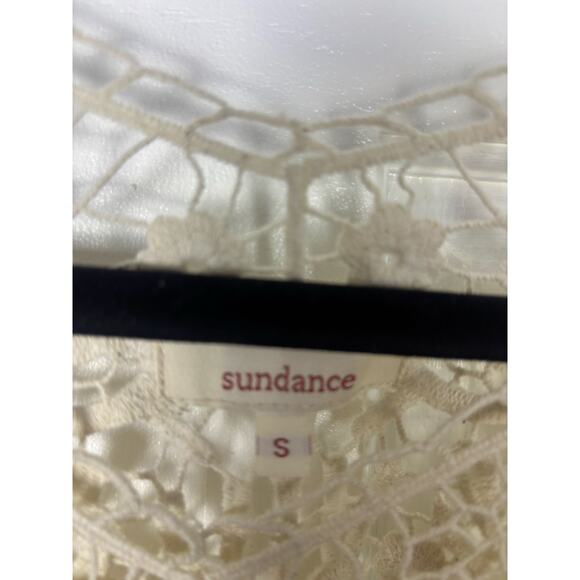Cottagecore Sundance Lace Overlay Sheer Crochet Top Small - Picture 2 of 6